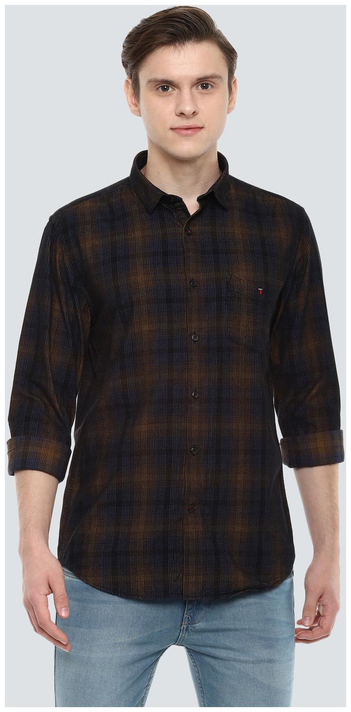 

Louis Philippe Men Blue Checked Super Slim Fit Casual Shirt