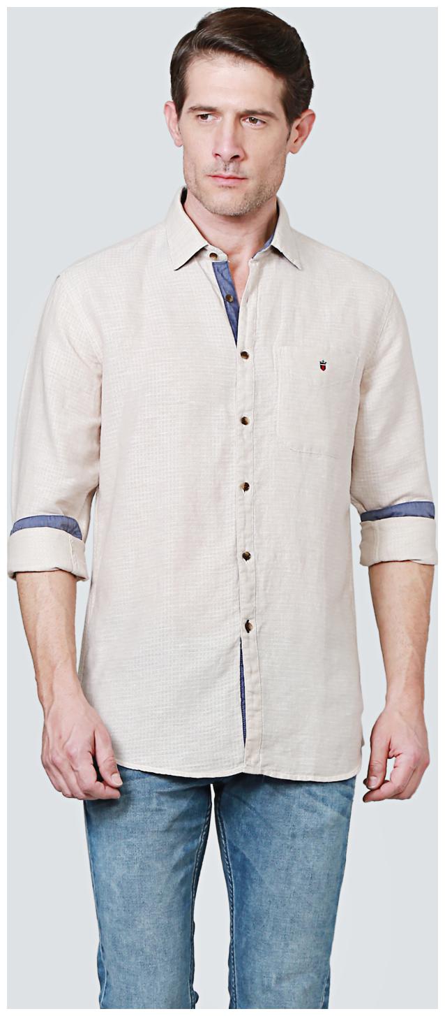 

Louis Philippe Men Beige Solid Slim Fit Casual Shirt