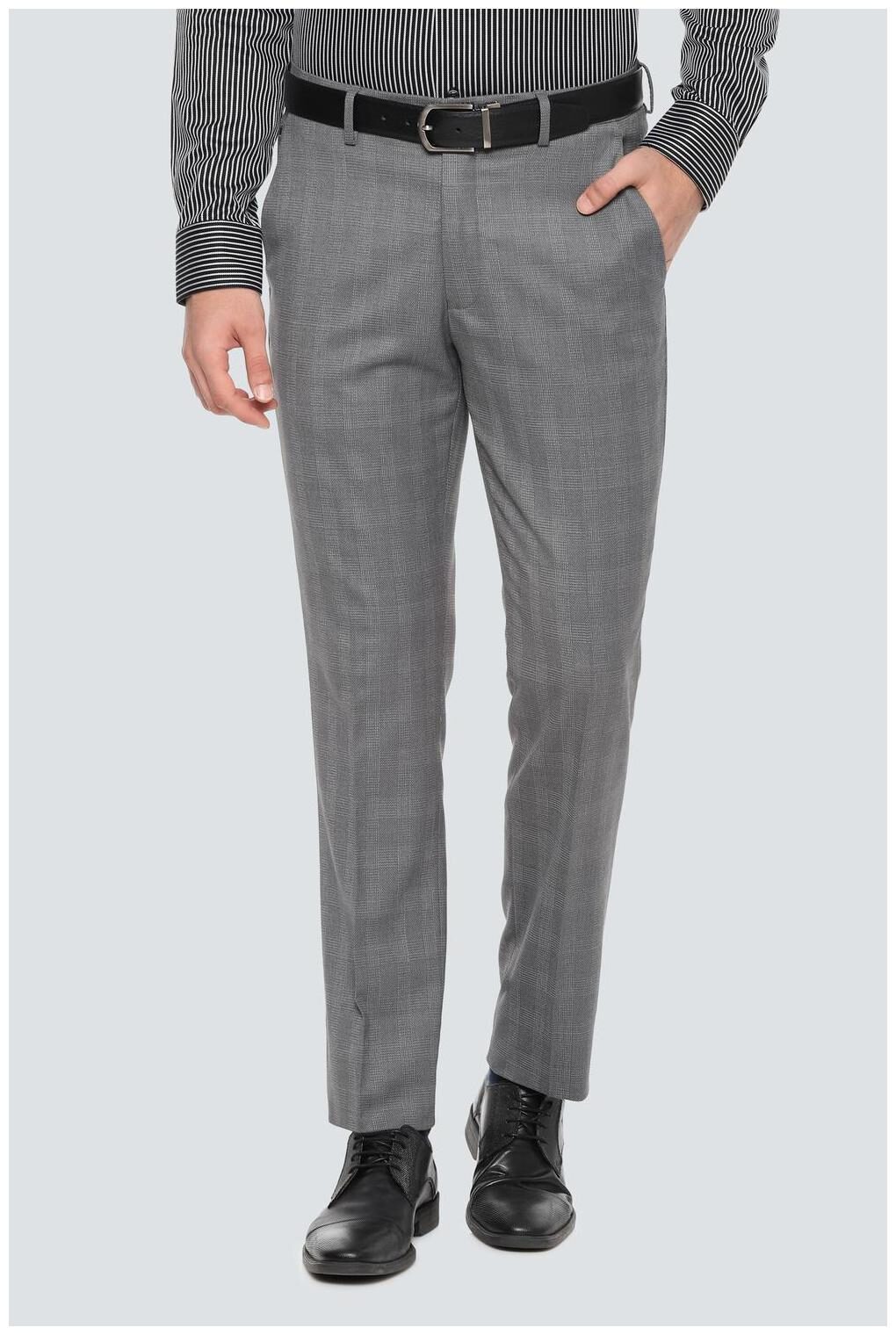 

Louis Philippe Men Checked Slim Fit Formal Trouser - Grey