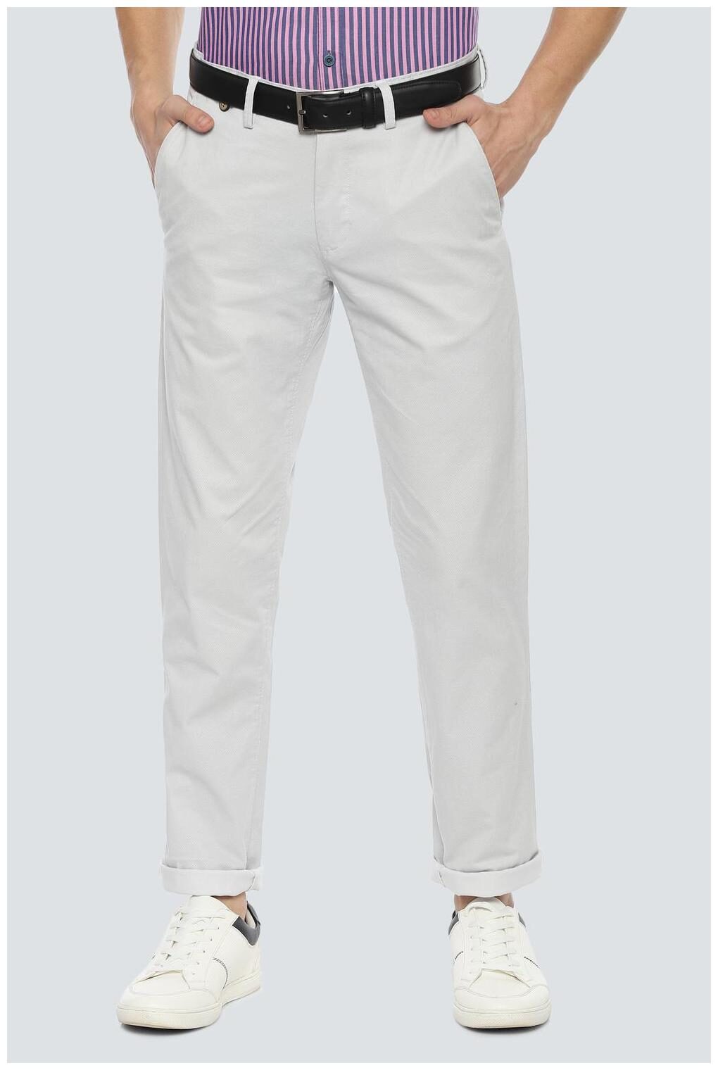 

Louis Philippe Men Grey Textured Slim fit Regular trousers