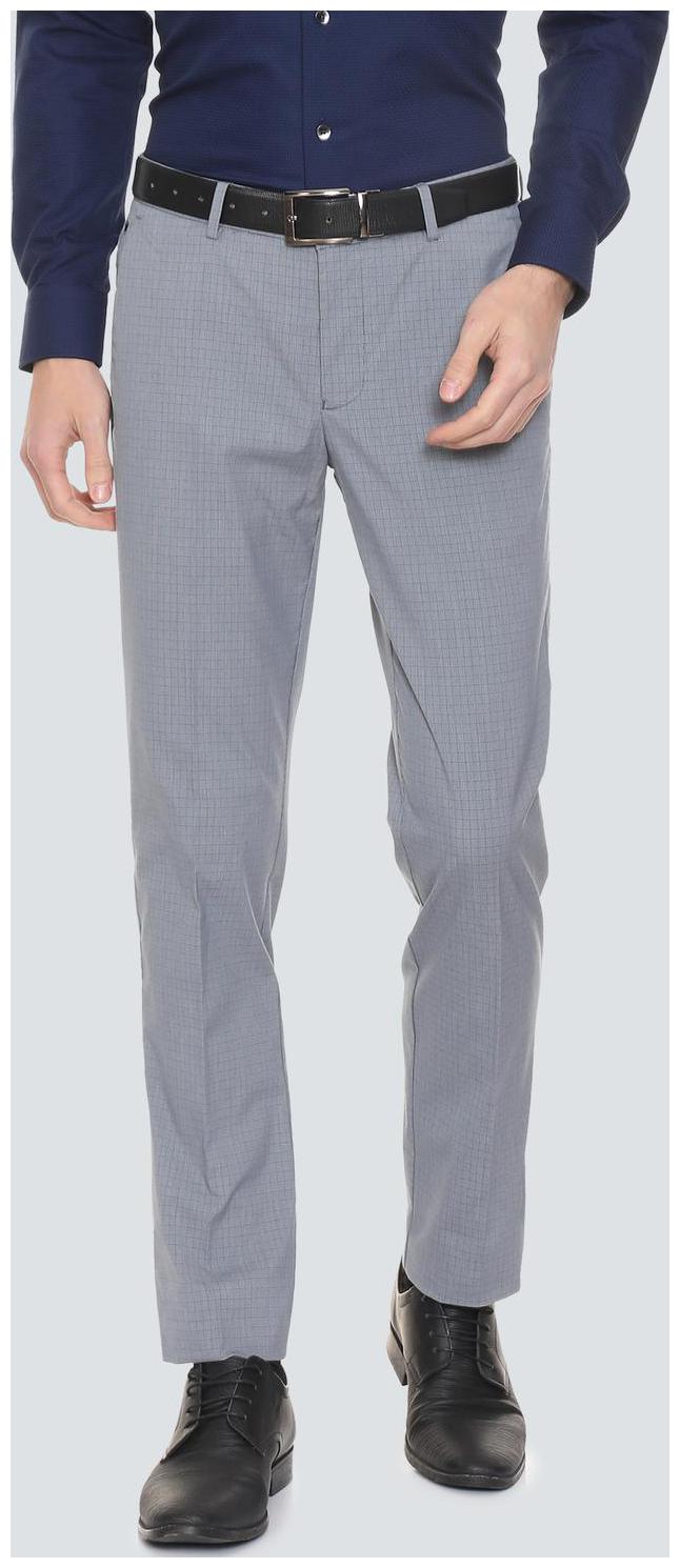 

Louis Philippe Men Checked Slim Fit Formal Trouser - Grey