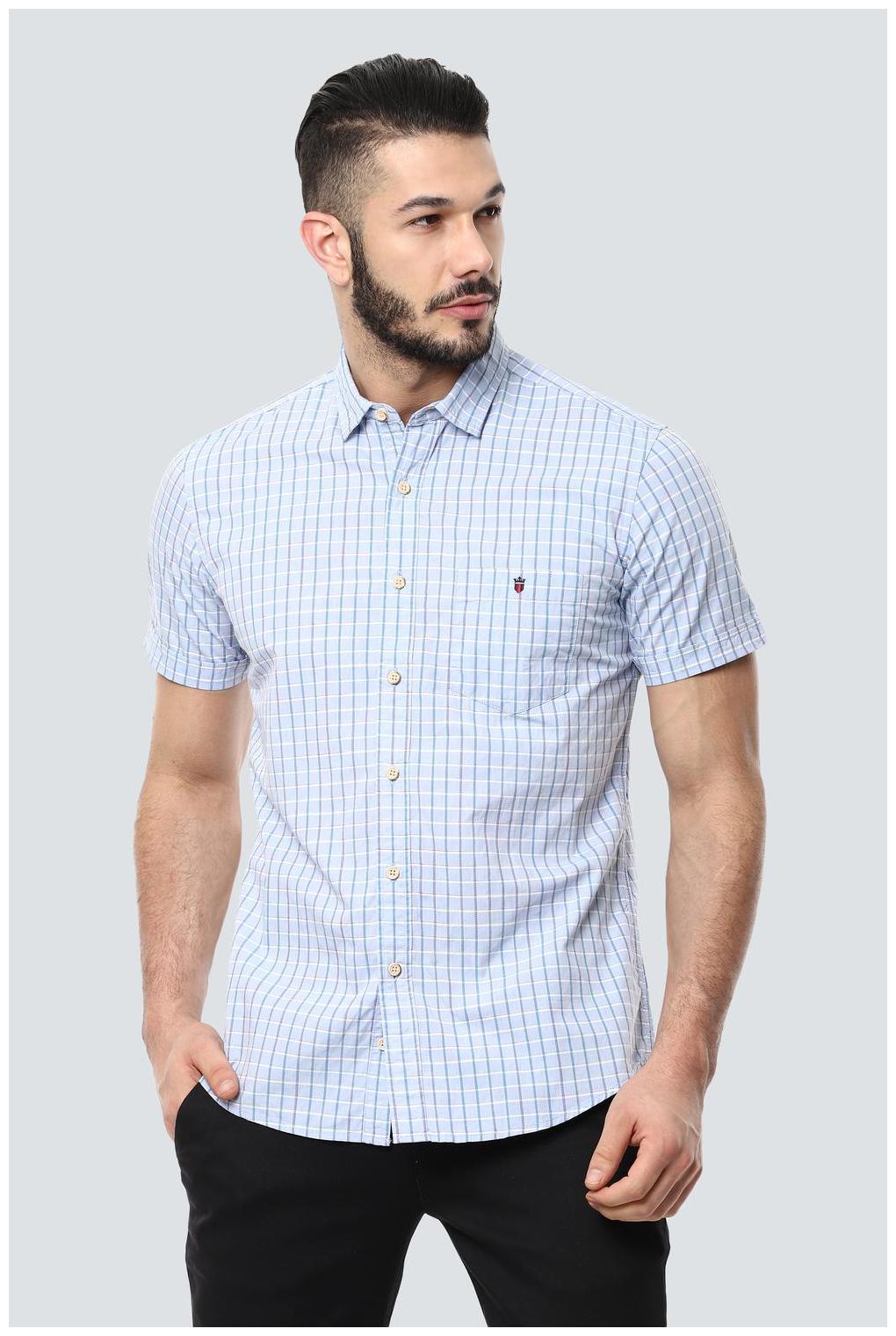 

Louis Philippe Men Blue Checked Slim Fit Casual Shirt