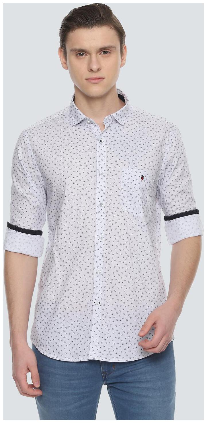 

Louis Philippe Men White Printed Super Slim Fit Casual Shirt