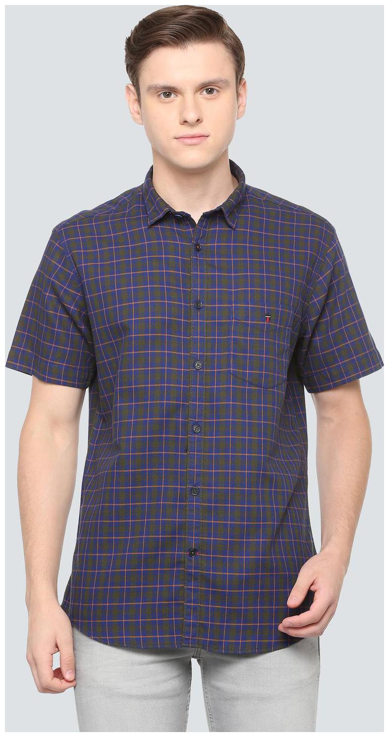 

Louis Philippe Men Blue Checked Slim Fit Casual Shirt
