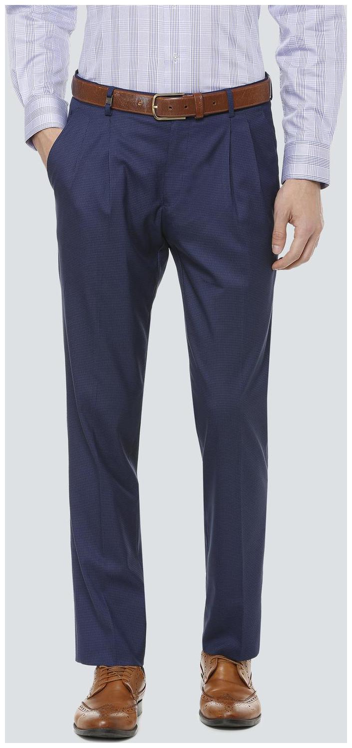 

Louis Philippe Men Textured Regular Fit Formal Trouser - Blue