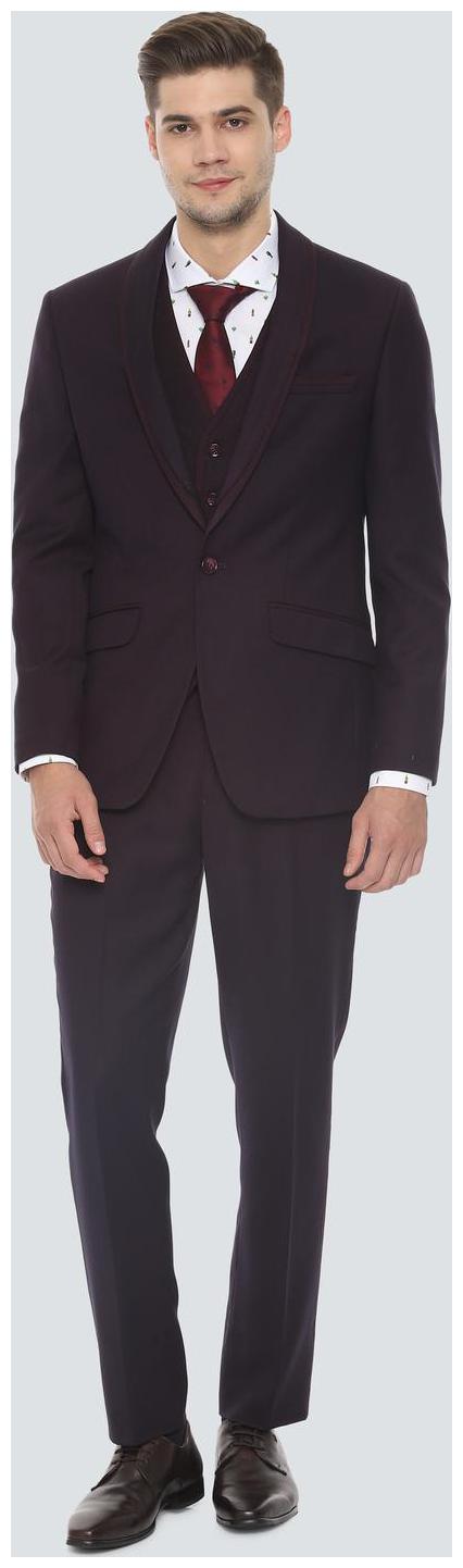 

Louis Philippe Blended Textured Men Single Breasted Suit - Purple