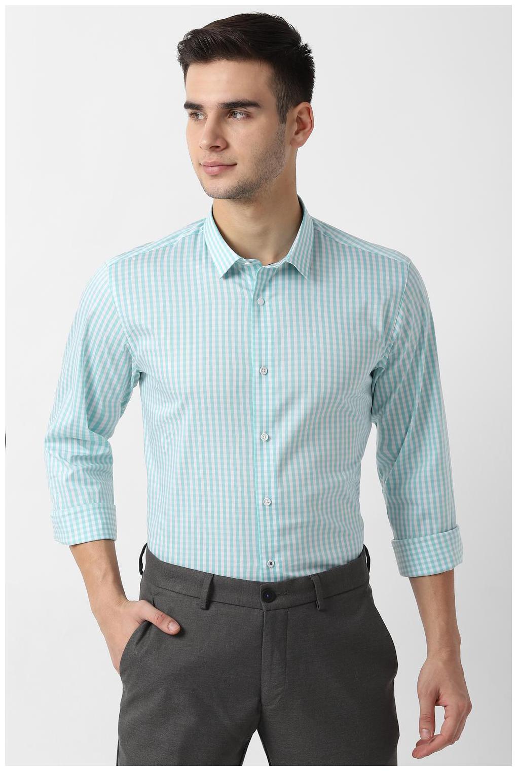 

Louis Philippe Men Green Checked Super Slim Fit Casual Shirt
