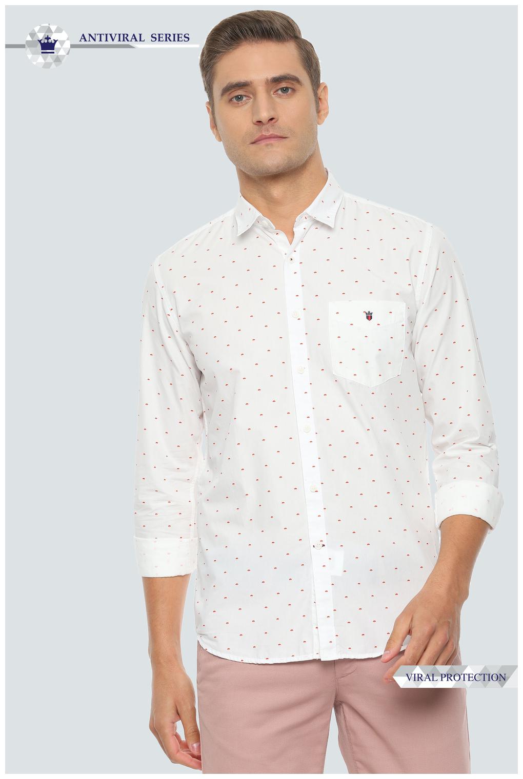 

Louis Philippe Men White Printed Super Slim Fit Casual Shirt