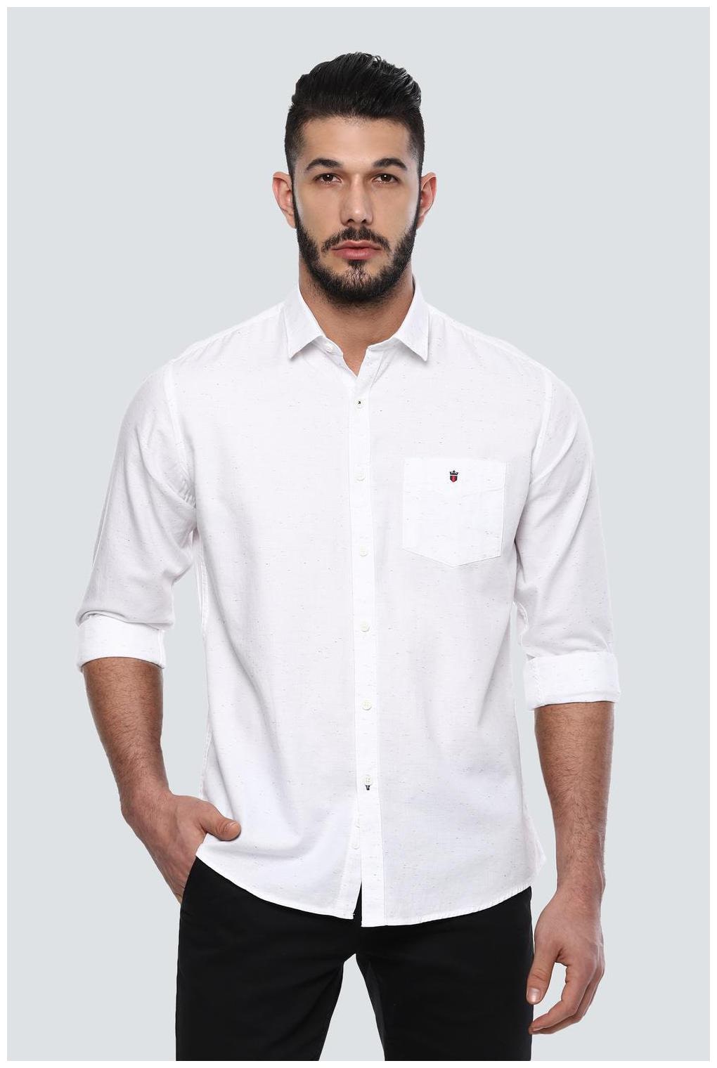

Louis Philippe Men White Textured Slim Fit Casual Shirt