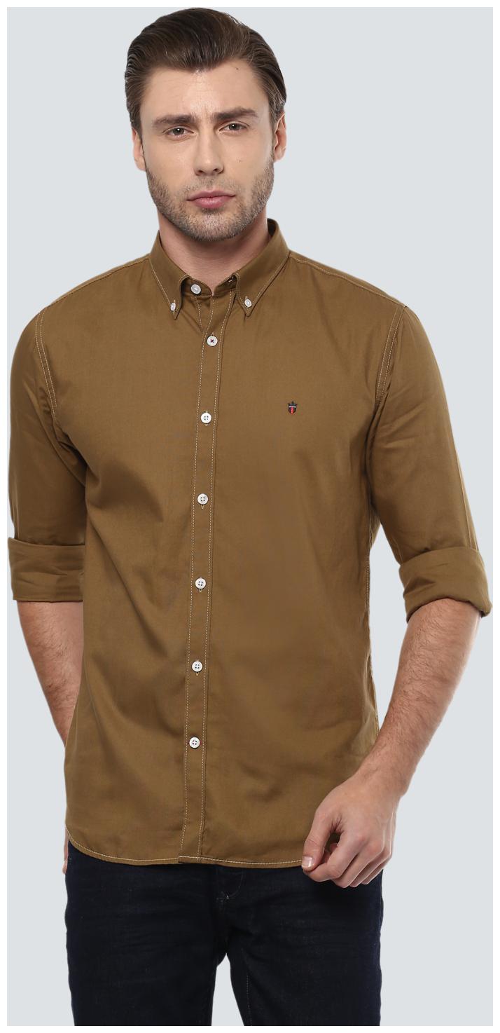 

Louis Philippe Men Brown Solid Slim Fit Casual Shirt