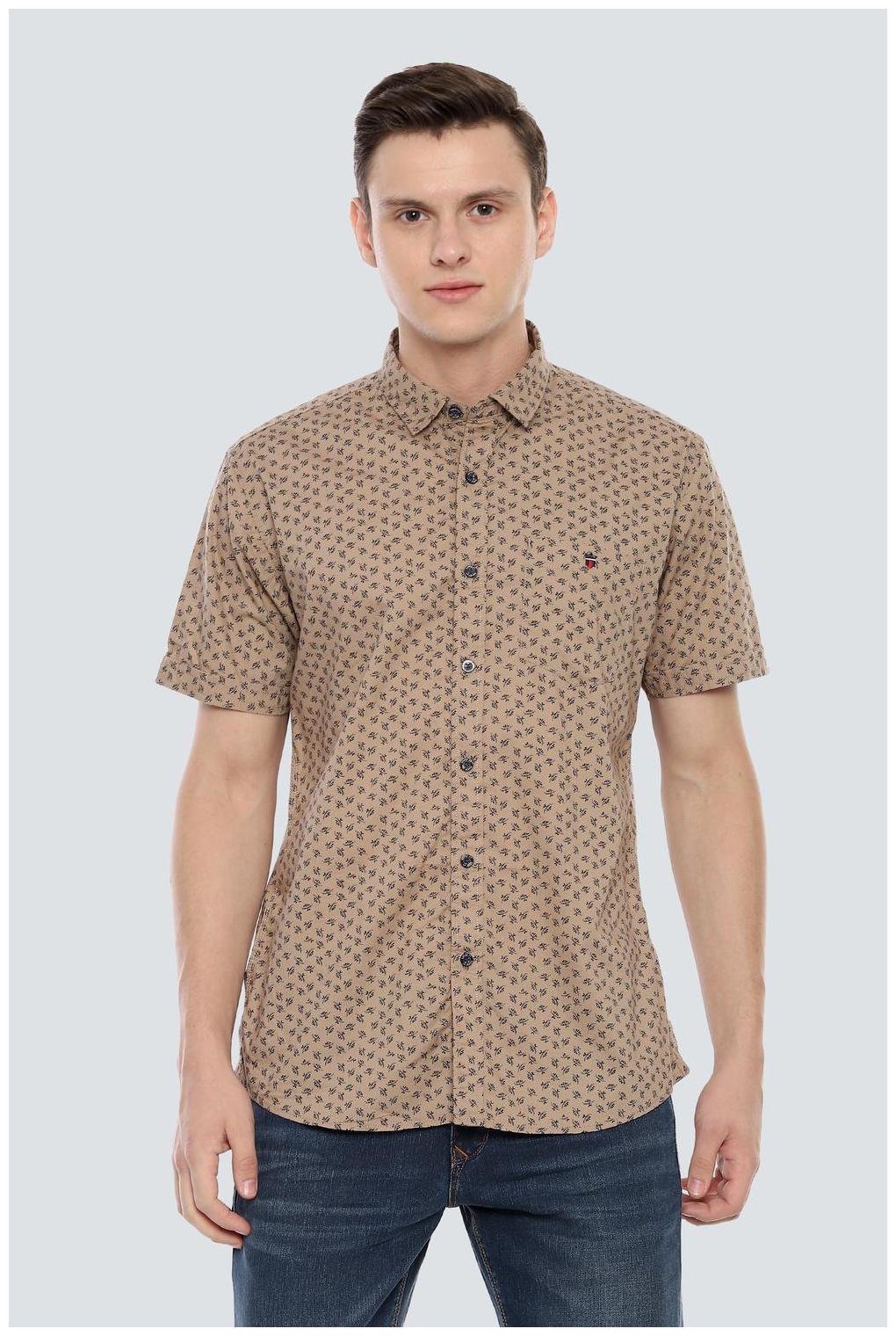 

Louis Philippe Men Beige Printed Slim Fit Casual Shirt