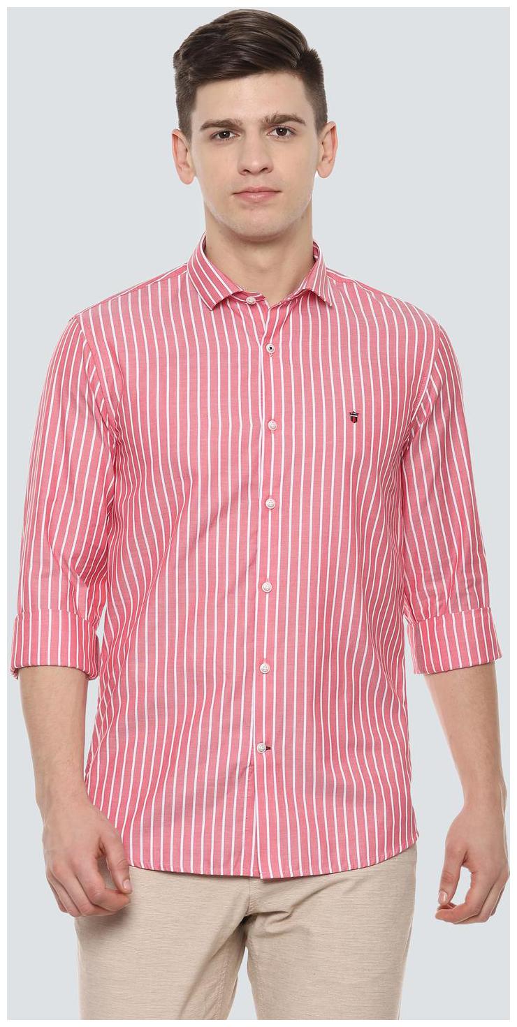 

Louis Philippe Men Pink Vertical Stripes Super Slim Fit Casual Shirt