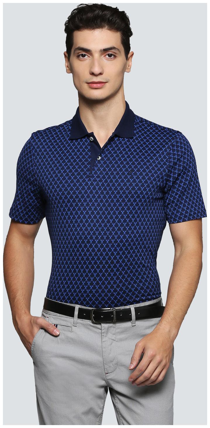 

Louis Philippe Men Blue Regular fit Cotton Polo collar T-Shirt - Pack Of 1