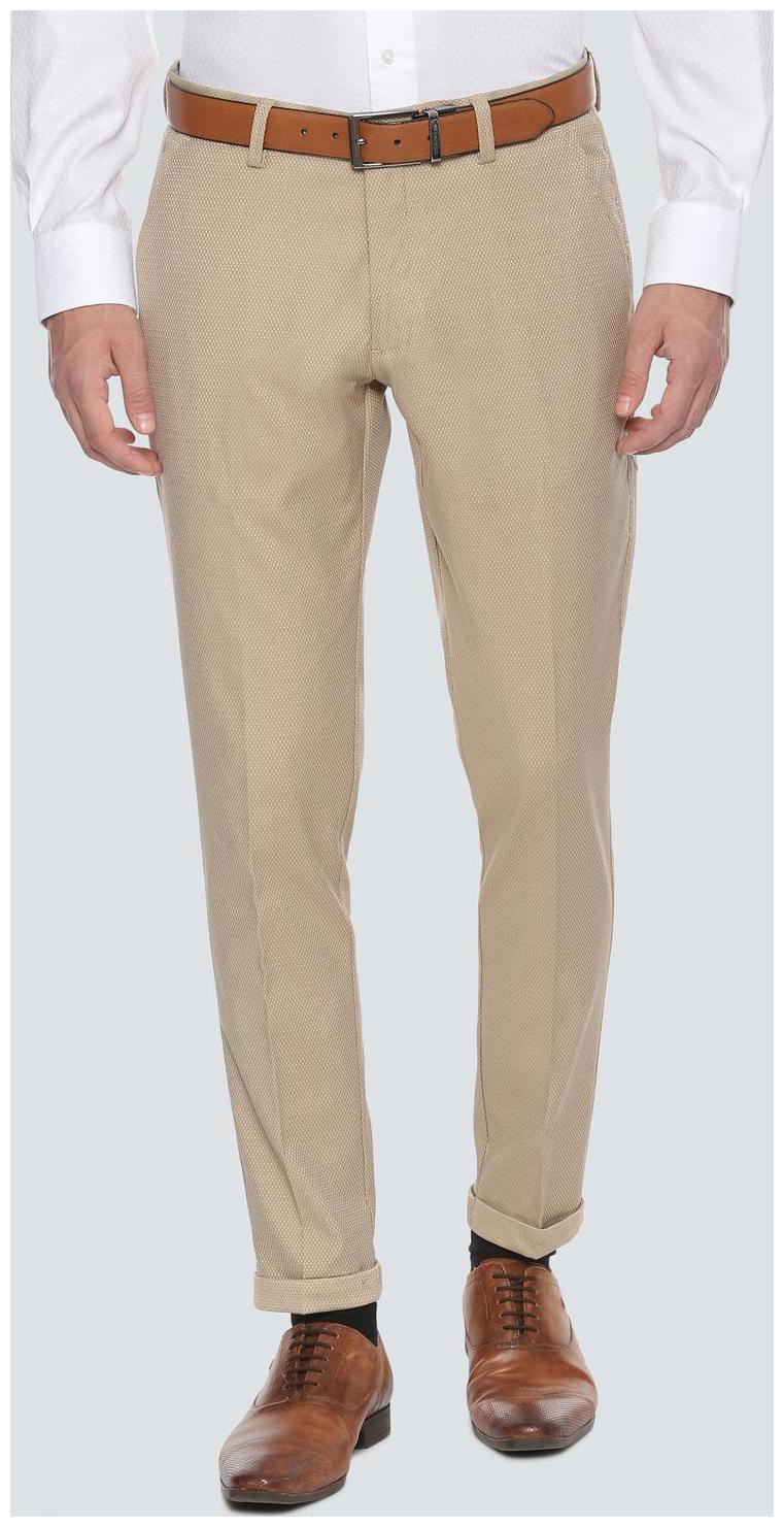 

Louis Philippe Men Textured Slim Fit Formal Trouser - Beige