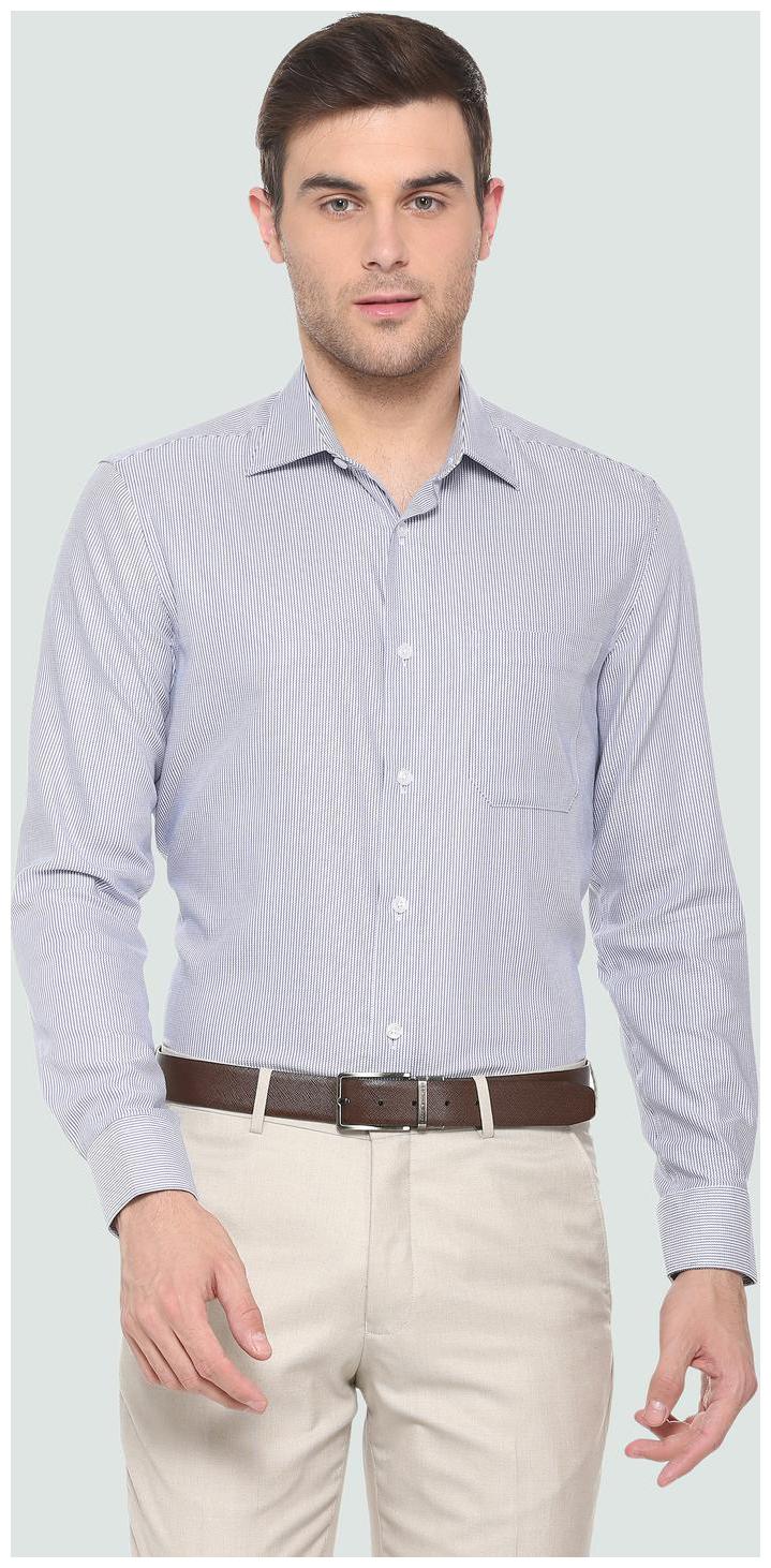 

Louis Philippe Men Blue Weaved Regular Fit Casual Shirt