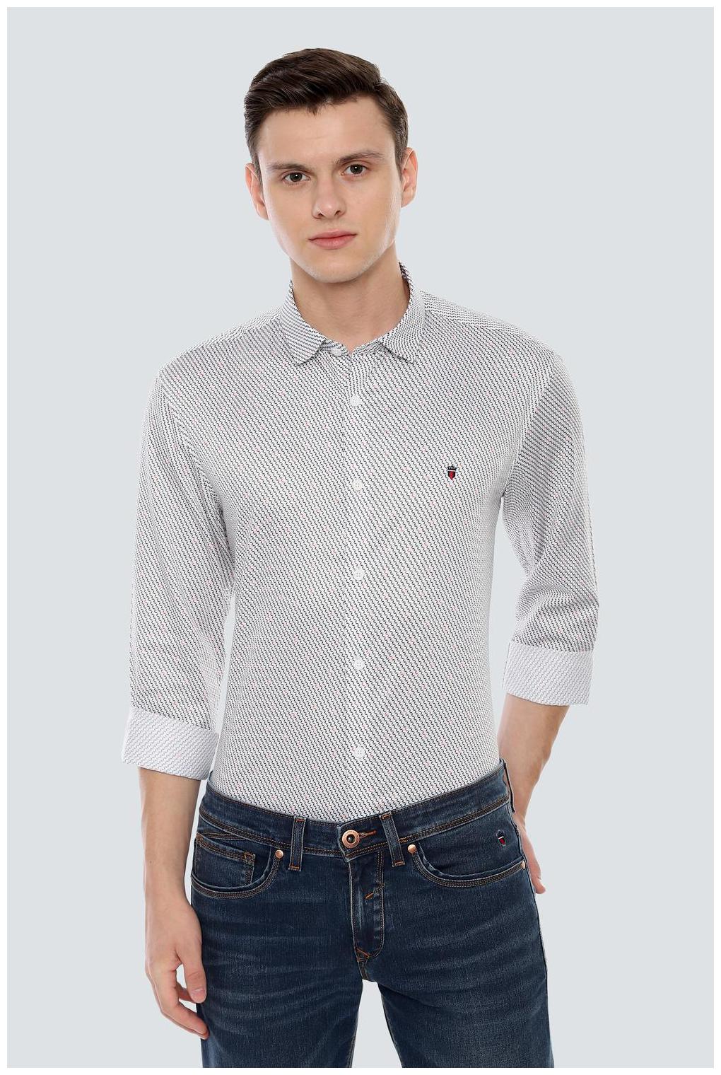 

Louis Philippe Men White Weaved Super Slim Fit Casual Shirt