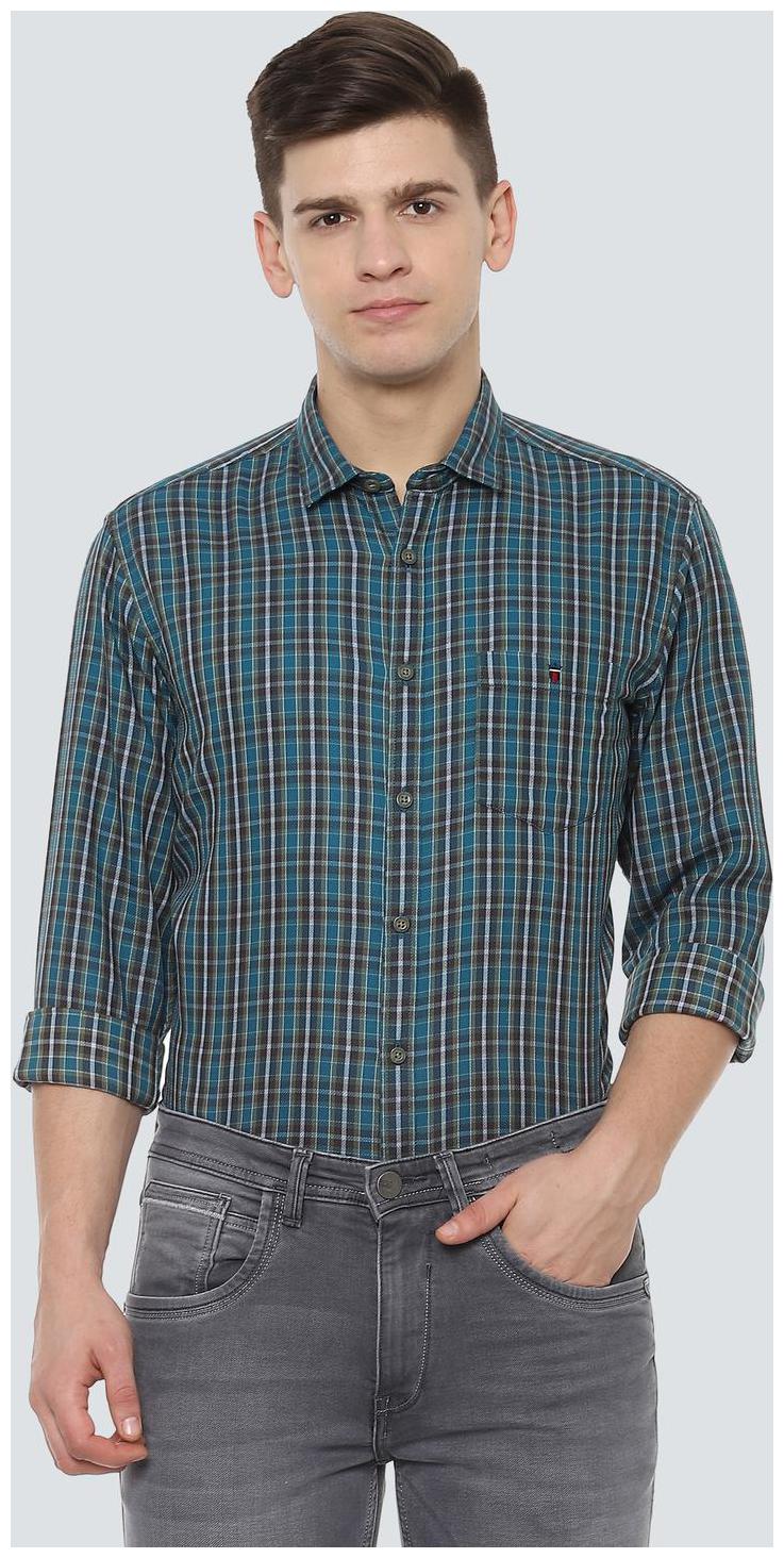 

Louis Philippe Men Blue Checked Slim Fit Casual Shirt