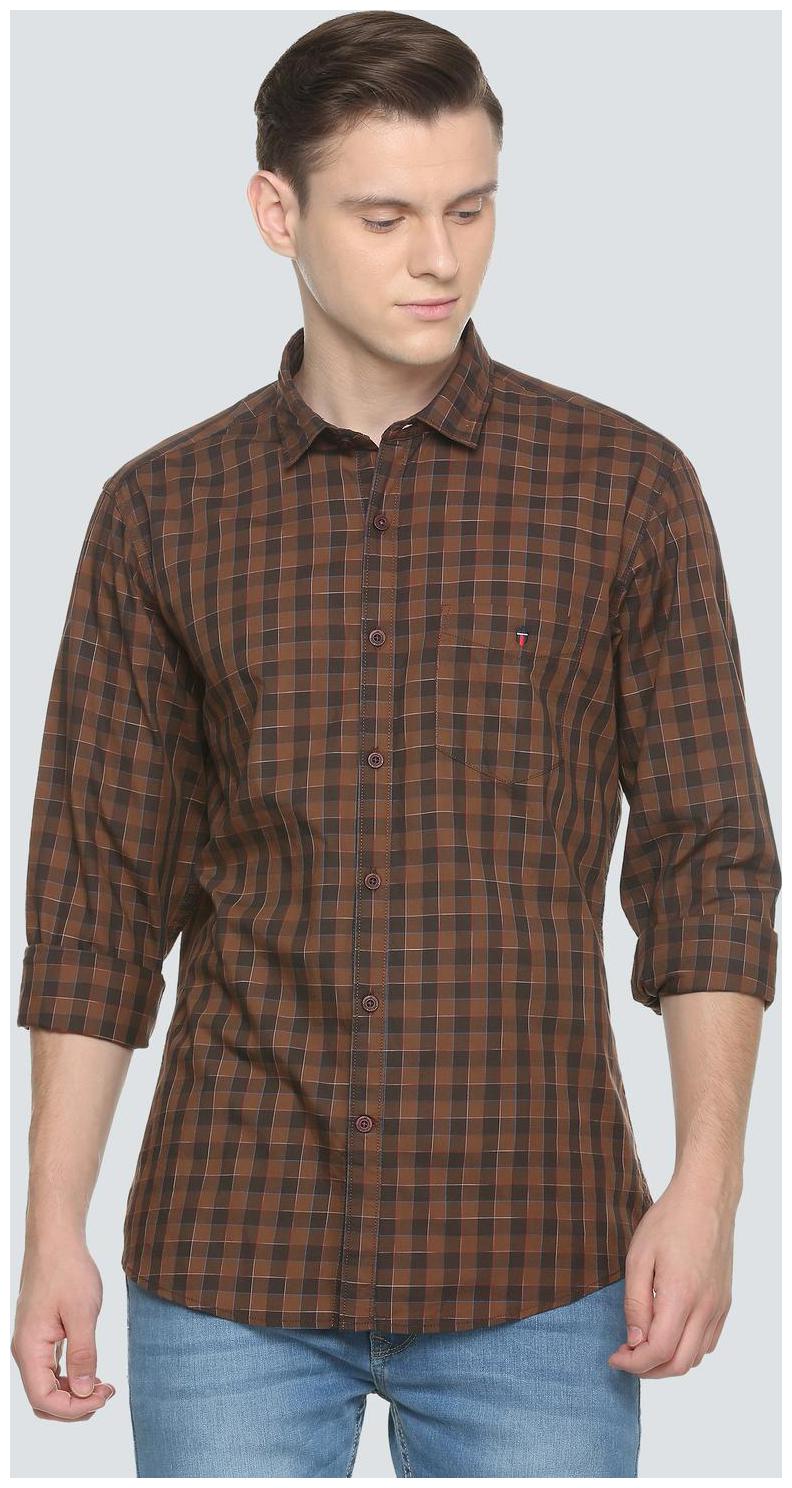 

Louis Philippe Men Brown Checked Slim Fit Casual Shirt