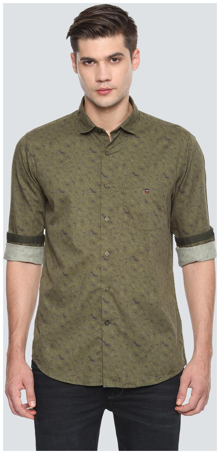 

Louis Philippe Men Green Printed Super Slim Fit Casual Shirt