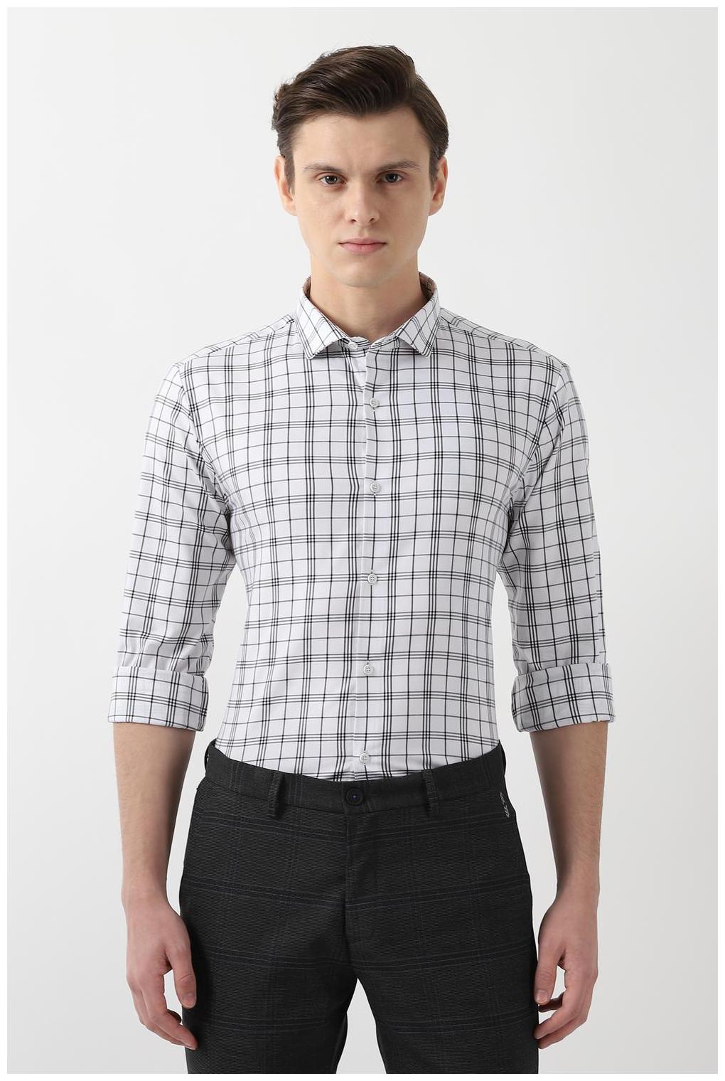 

Louis Philippe Men White Checked Super Slim Fit Casual Shirt