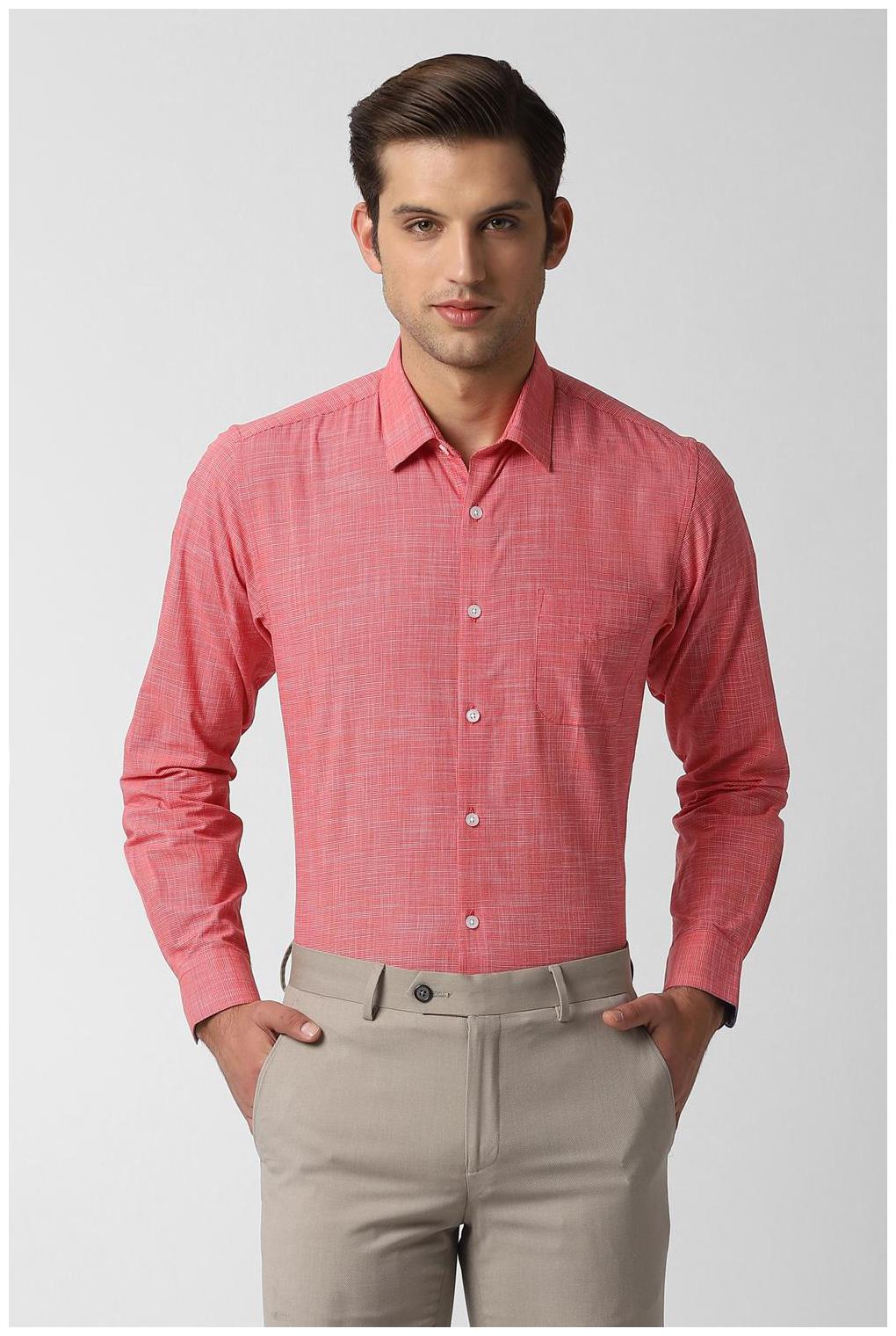 

Louis Philippe Men Orange Weaved Slim Fit Casual Shirt