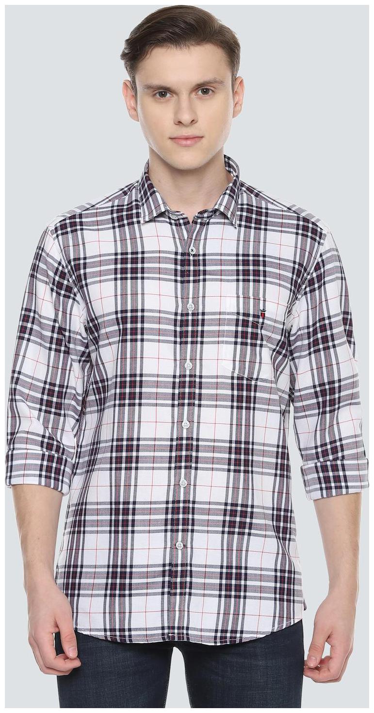 

Louis Philippe Men White Checked Slim Fit Casual Shirt