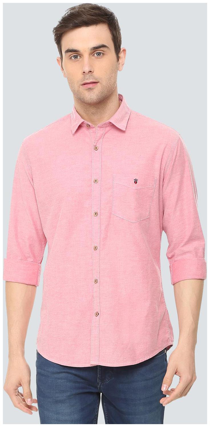 

Louis Philippe Men Pink Weaved Slim Fit Casual Shirt