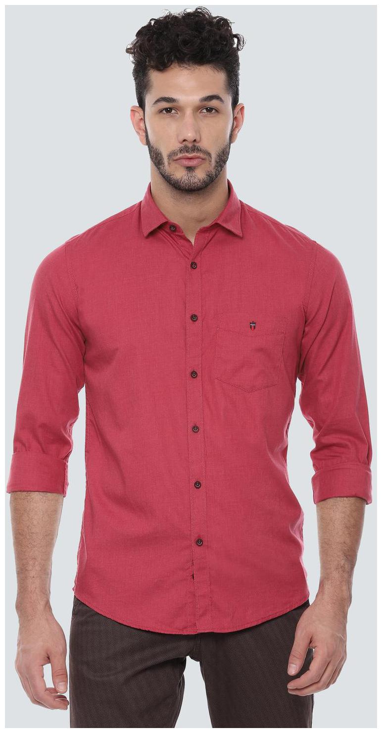 

Louis Philippe Men Pink Solid Super Slim Fit Casual Shirt