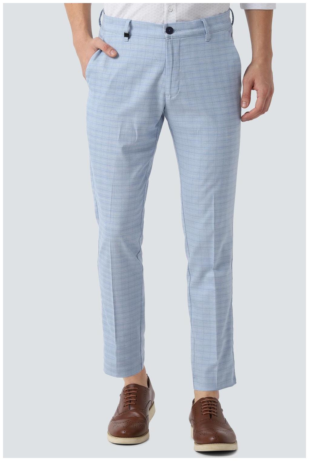 

Louis Philippe Men Blue Checked Slim fit Regular trousers