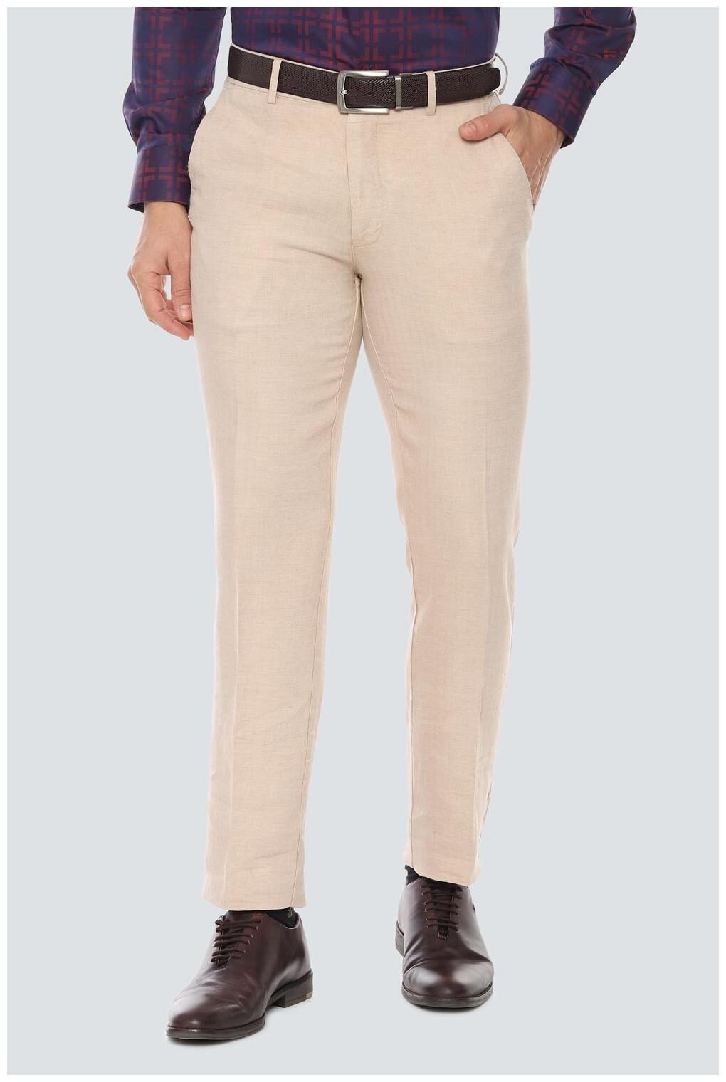 

Louis Philippe Men Textured Slim Fit Formal Trouser - Beige