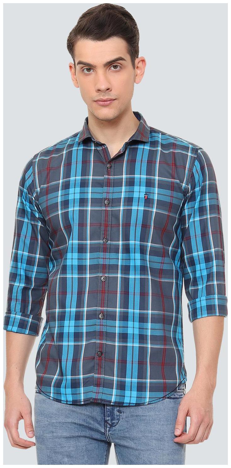 

Louis Philippe Men Blue Checked Slim Fit Casual Shirt