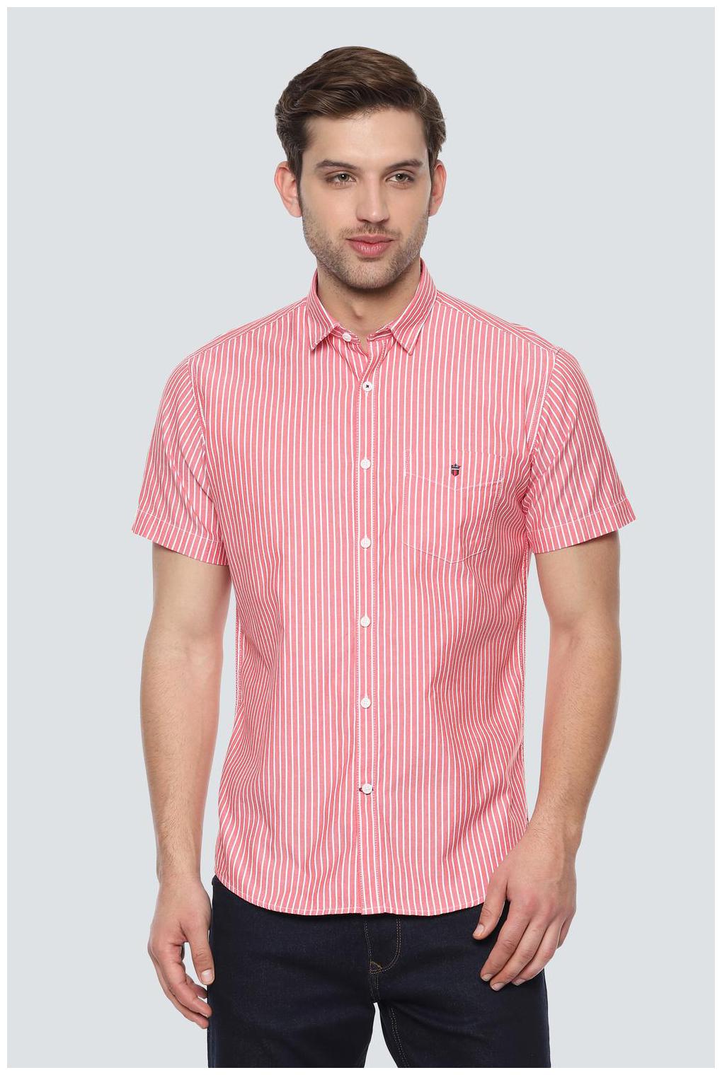

Louis Philippe Men Pink Vertical Stripes Slim Fit Casual Shirt