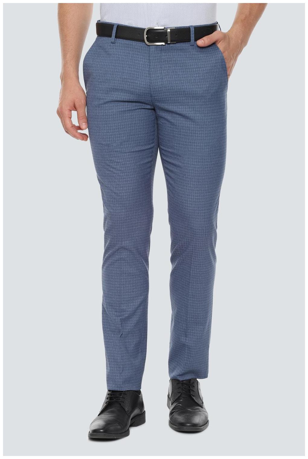 

Louis Philippe Men Textured Slim Fit Formal Trouser - Blue