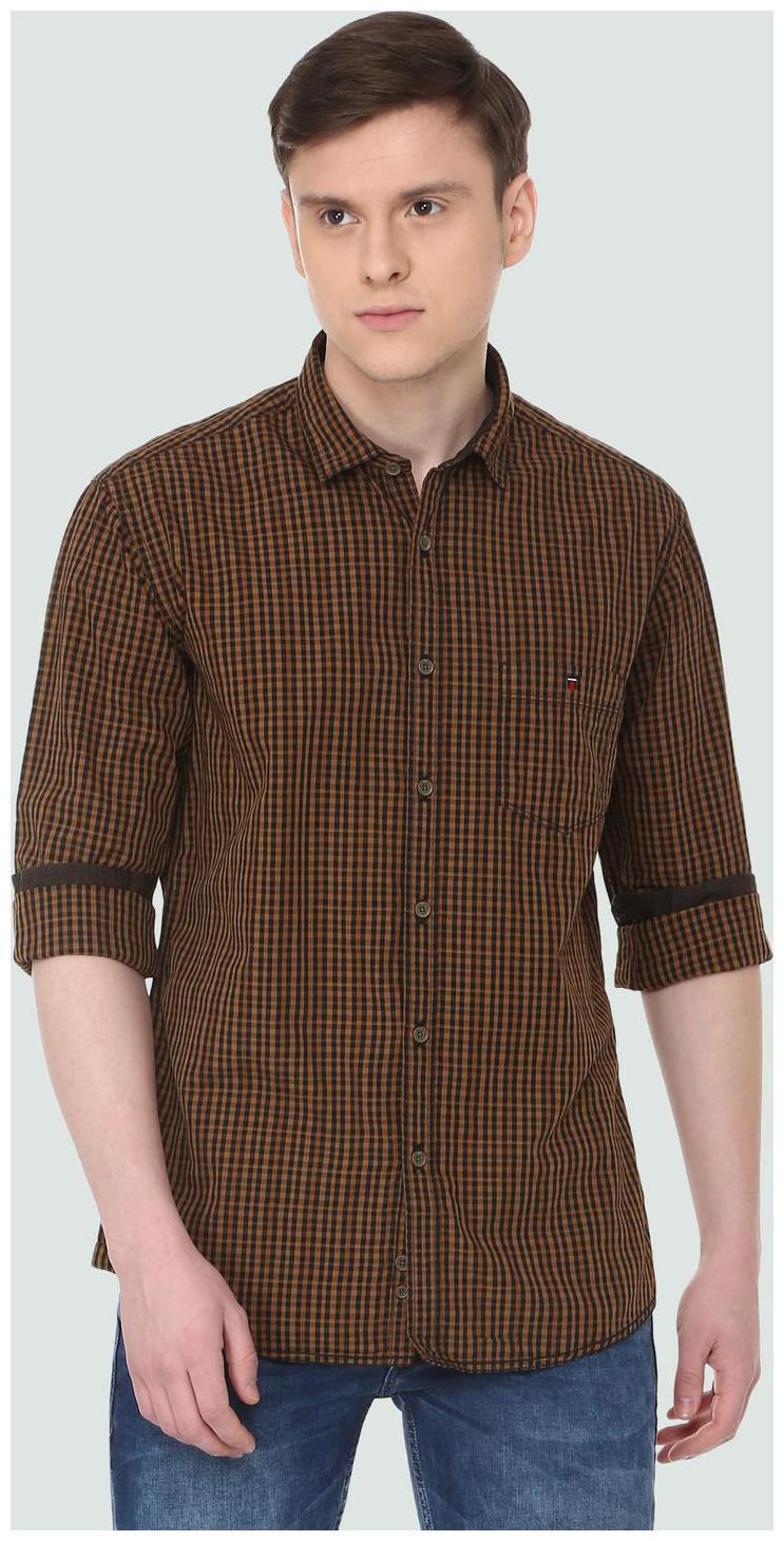 

Louis Philippe Men Brown Checked Slim Fit Casual Shirt
