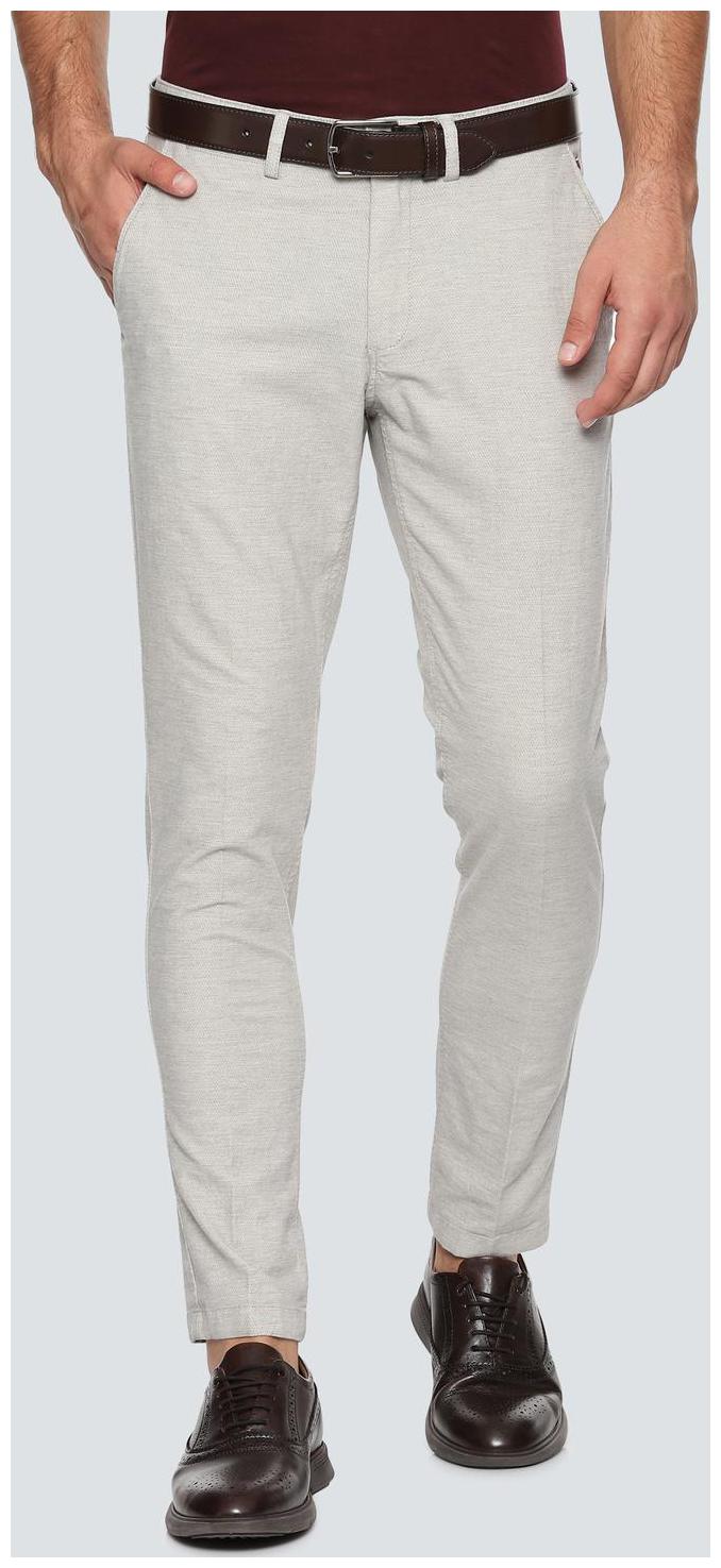

Louis Philippe Men Grey Textured Slim fit Regular trousers