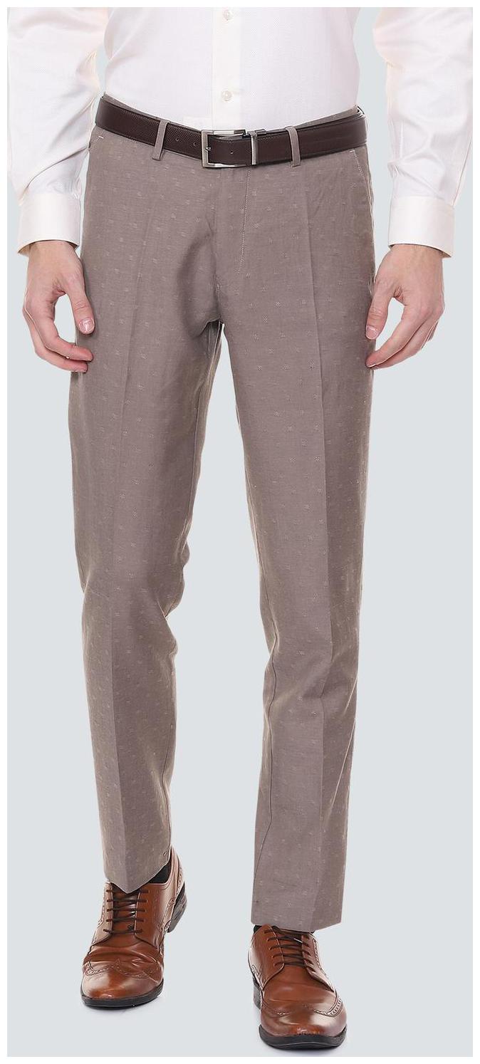 

Louis Philippe Men Textured Slim Fit Formal Trouser - Brown