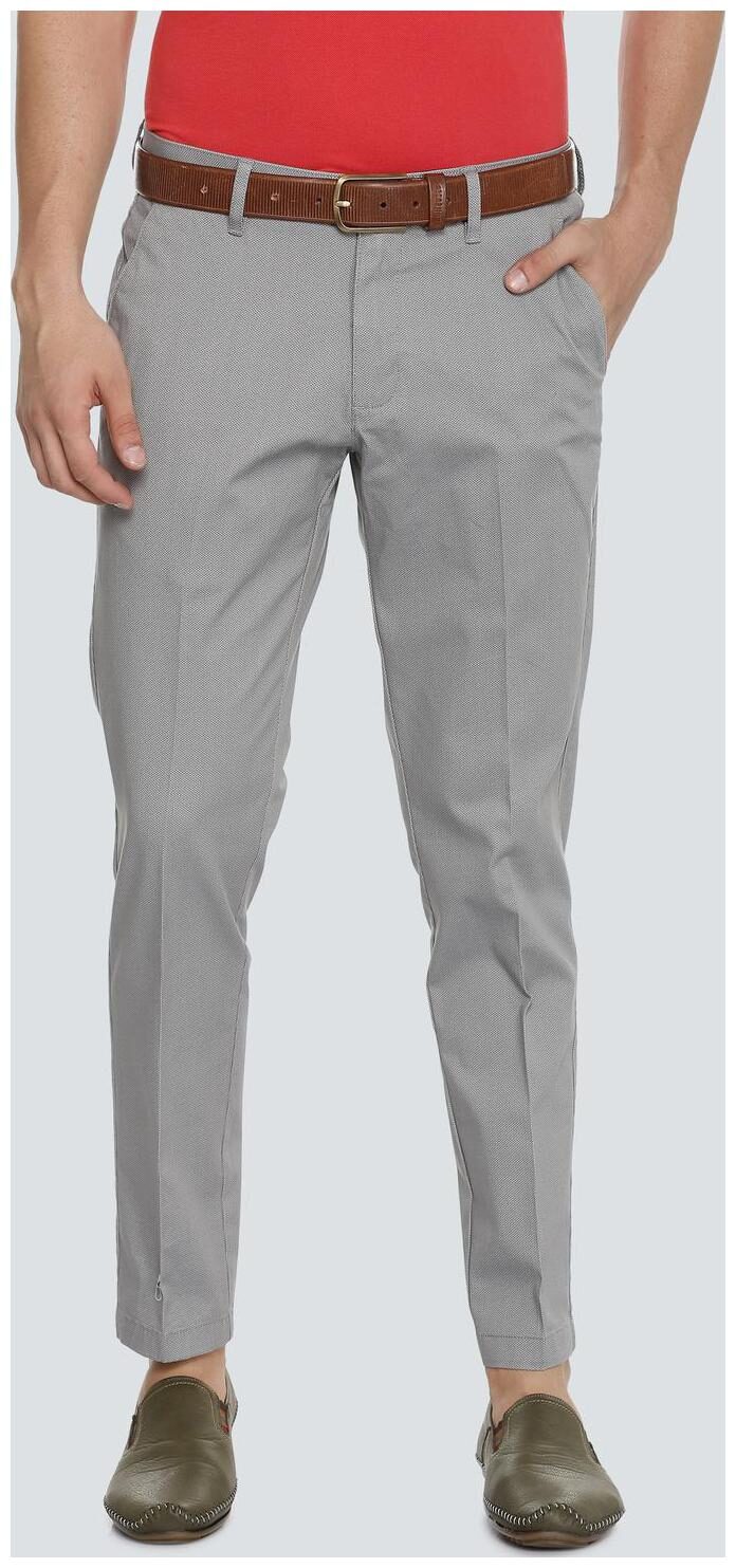 

Louis Philippe Men Grey Textured Slim fit Regular trousers