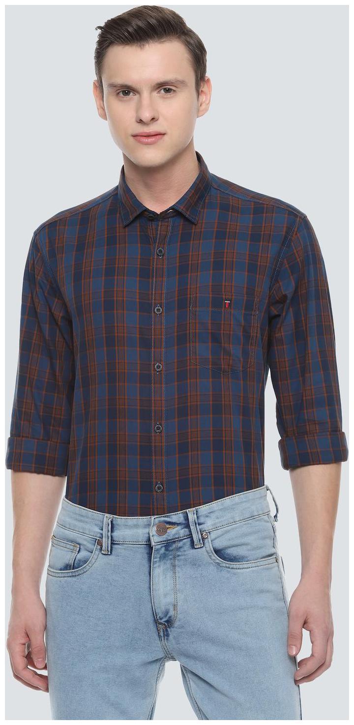 

Louis Philippe Men Blue Checked Slim Fit Casual Shirt