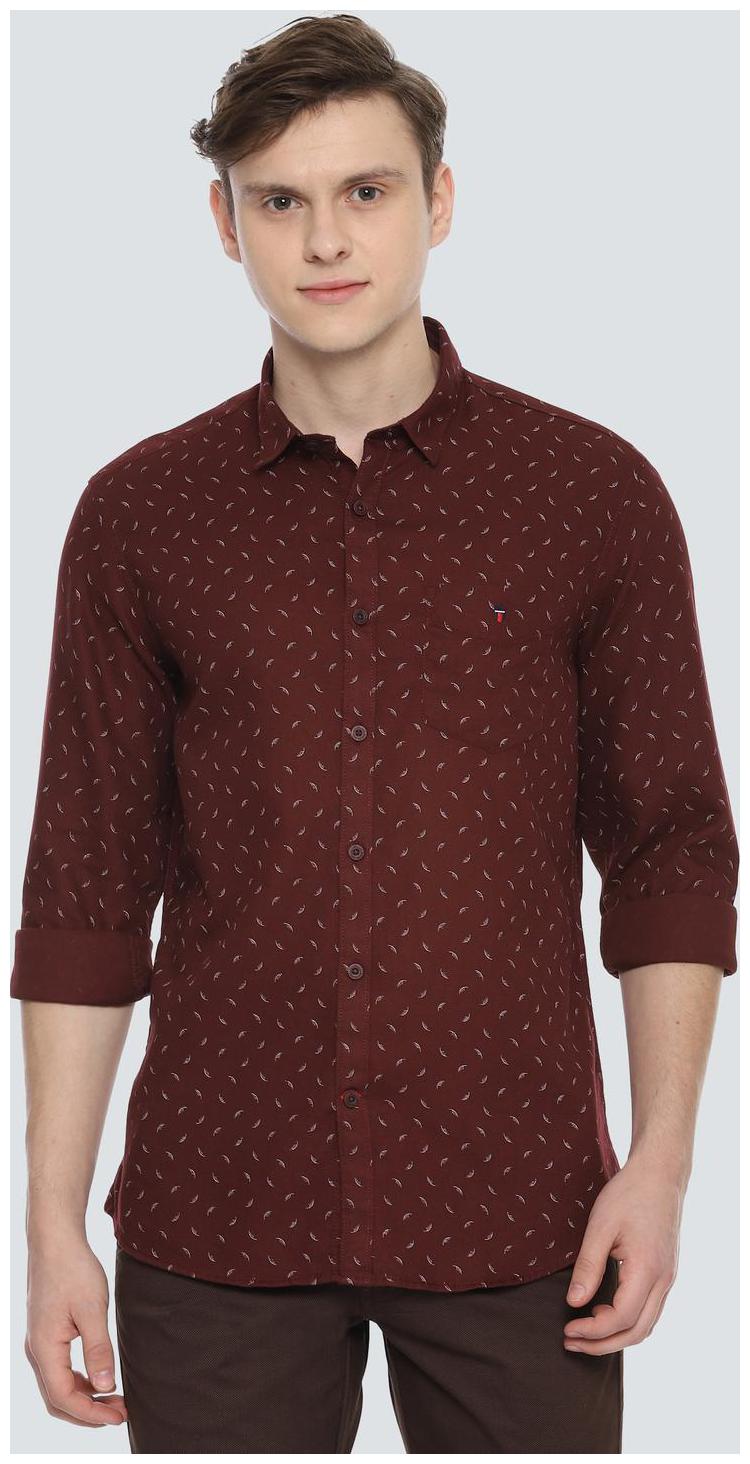 

Louis Philippe Men Maroon Printed Slim Fit Casual Shirt