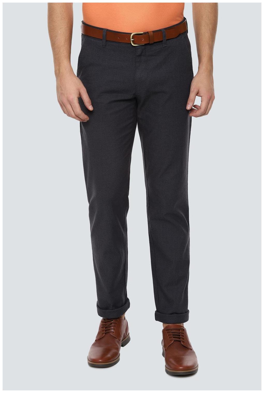 

Louis Philippe Men Black Textured Slim fit Regular trousers