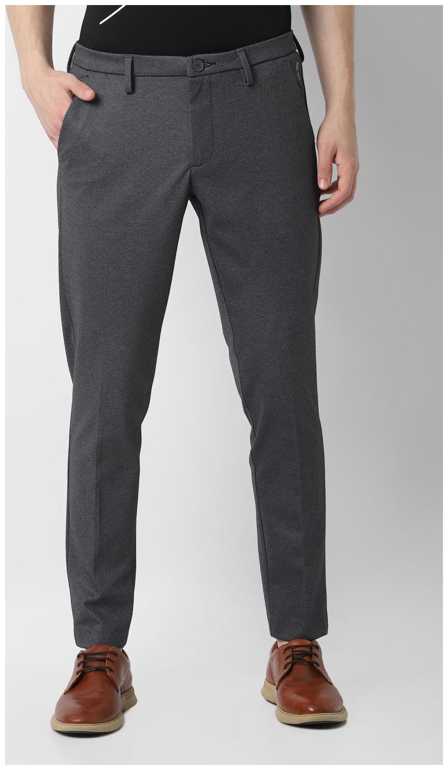 

Louis Philippe Men Grey Textured Slim fit Regular trousers