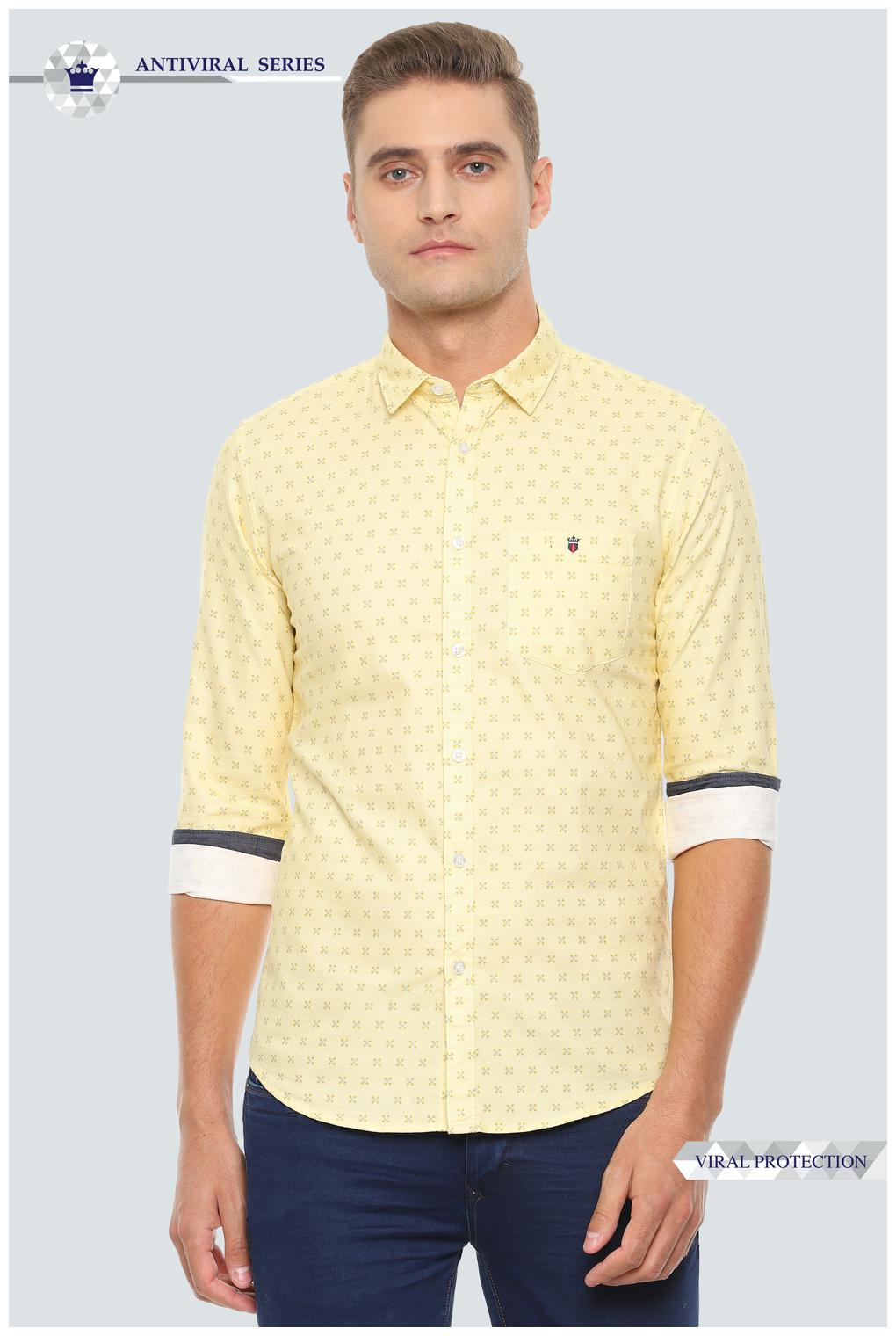 

Louis Philippe Men Yellow Printed Super Slim Fit Casual Shirt