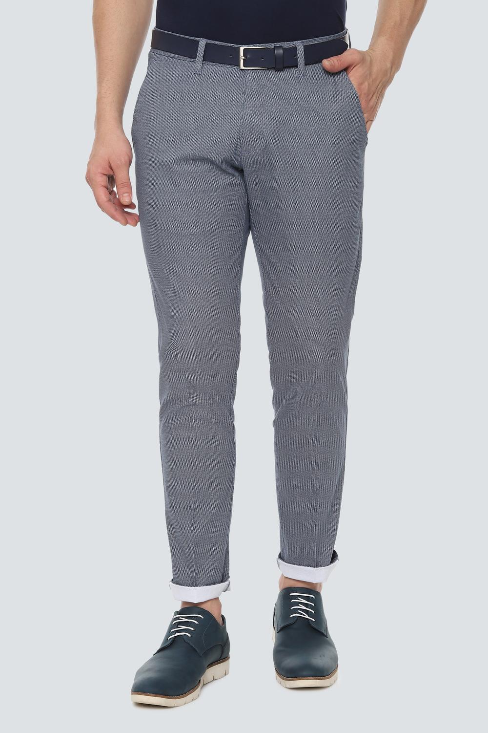 

Louis Philippe Men Blue Textured Slim fit Regular trousers