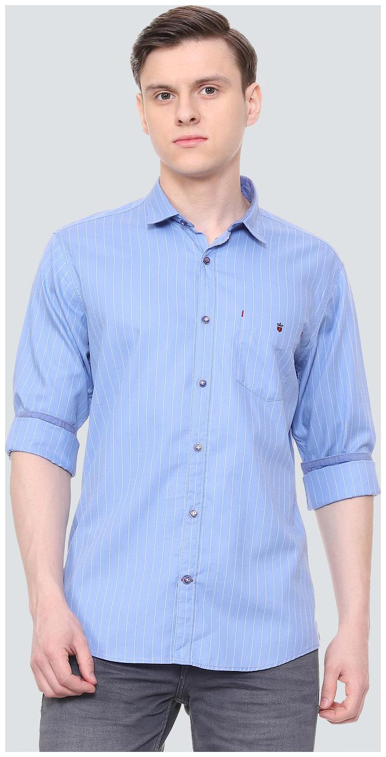 

Louis Philippe Men Blue Vertical Stripes Slim Fit Casual Shirt