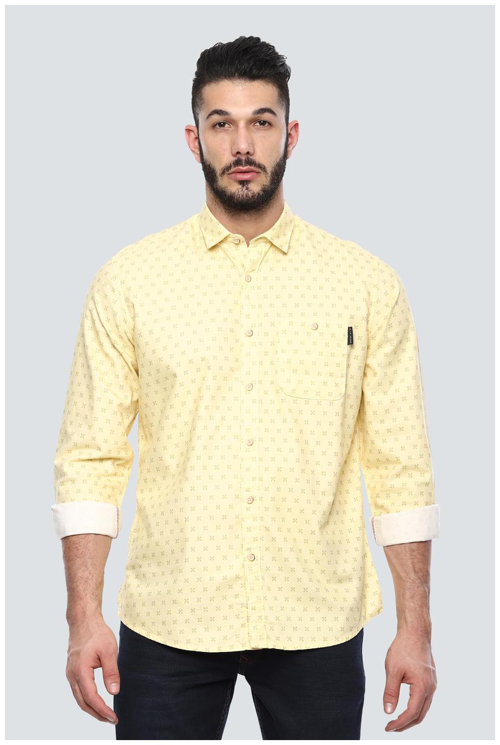 

Louis Philippe Men Yellow Printed Slim Fit Casual Shirt