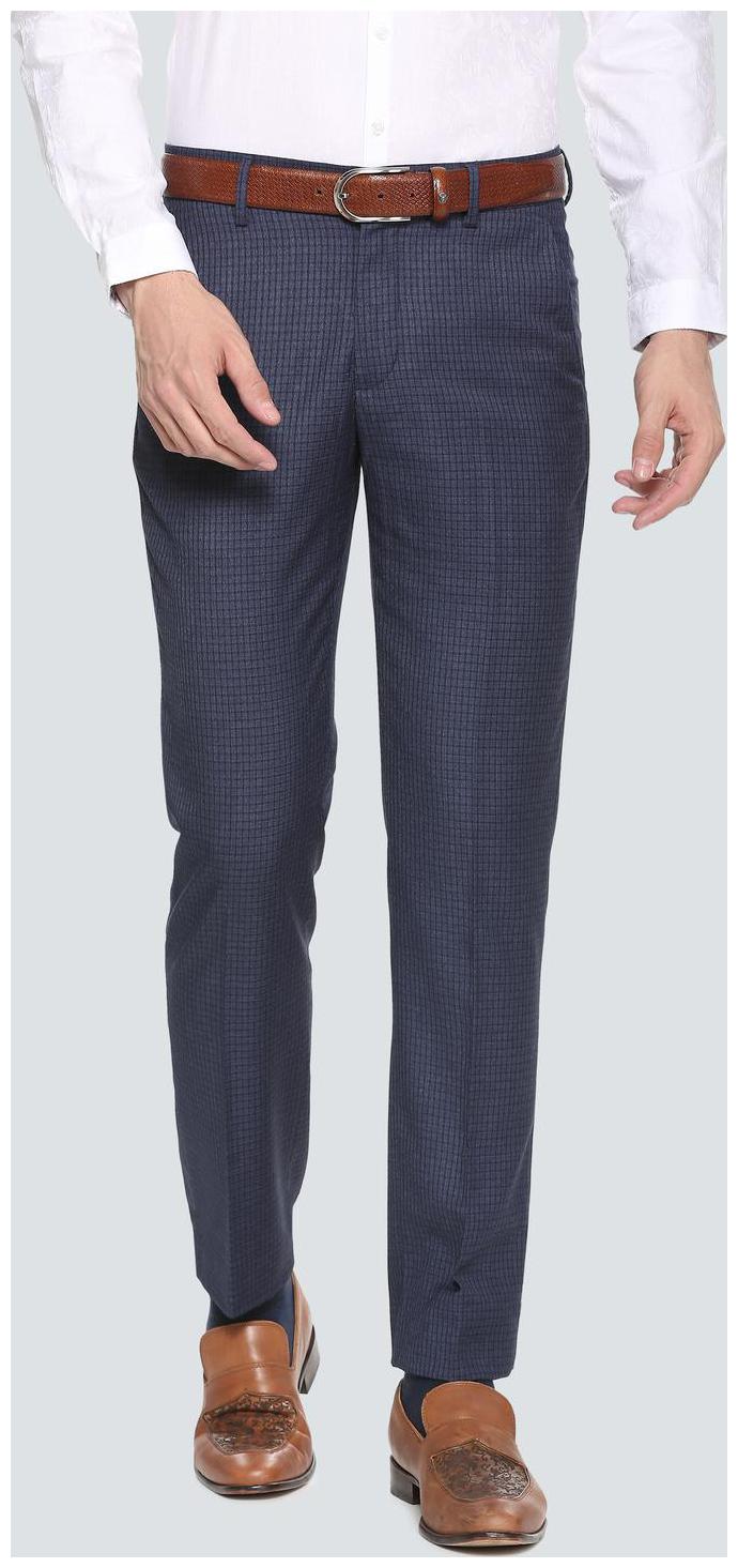 

Louis Philippe Men Checked Slim Fit Formal Trouser - Blue