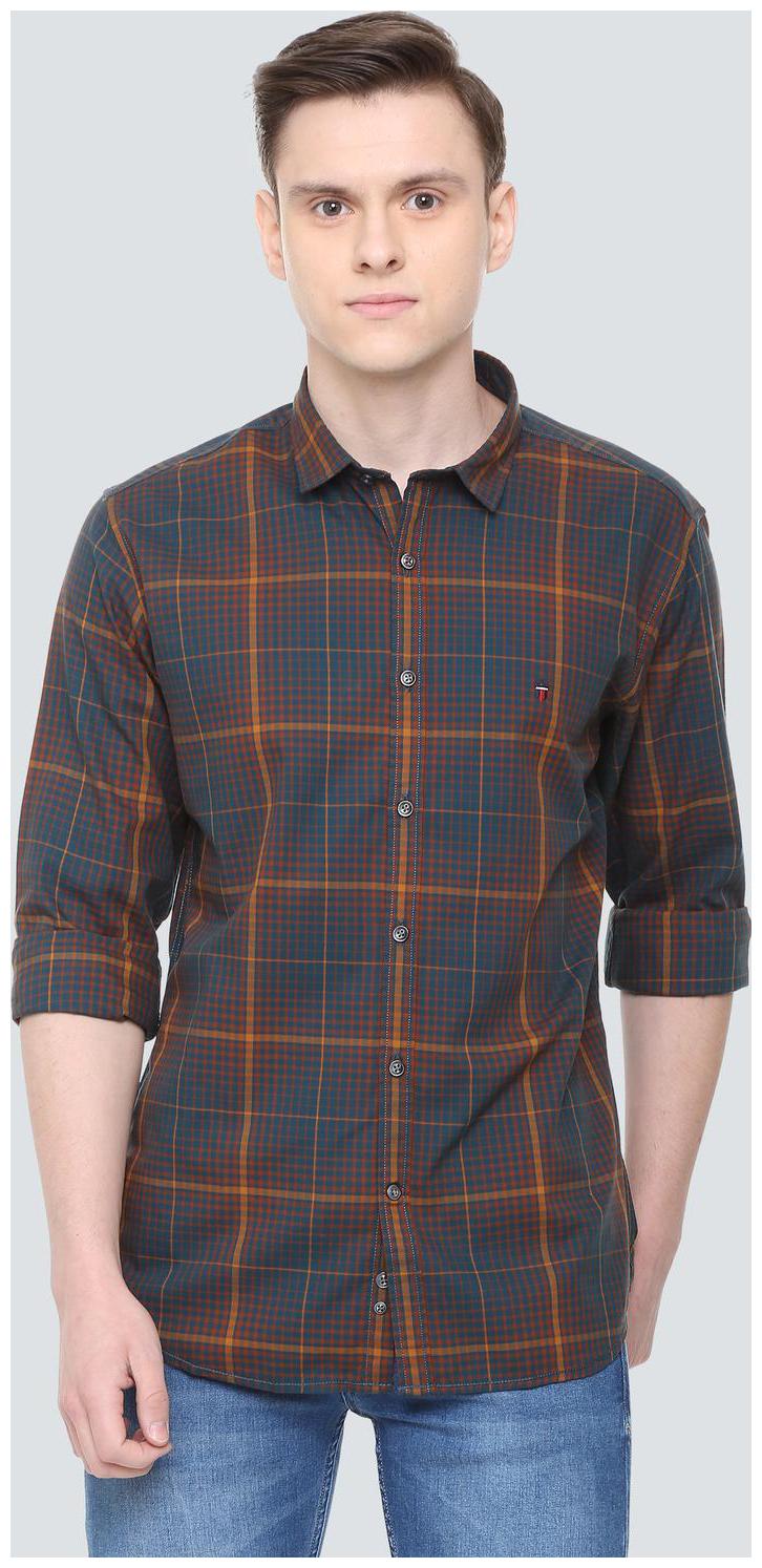 

Louis Philippe Men Blue Checked Slim Fit Casual Shirt