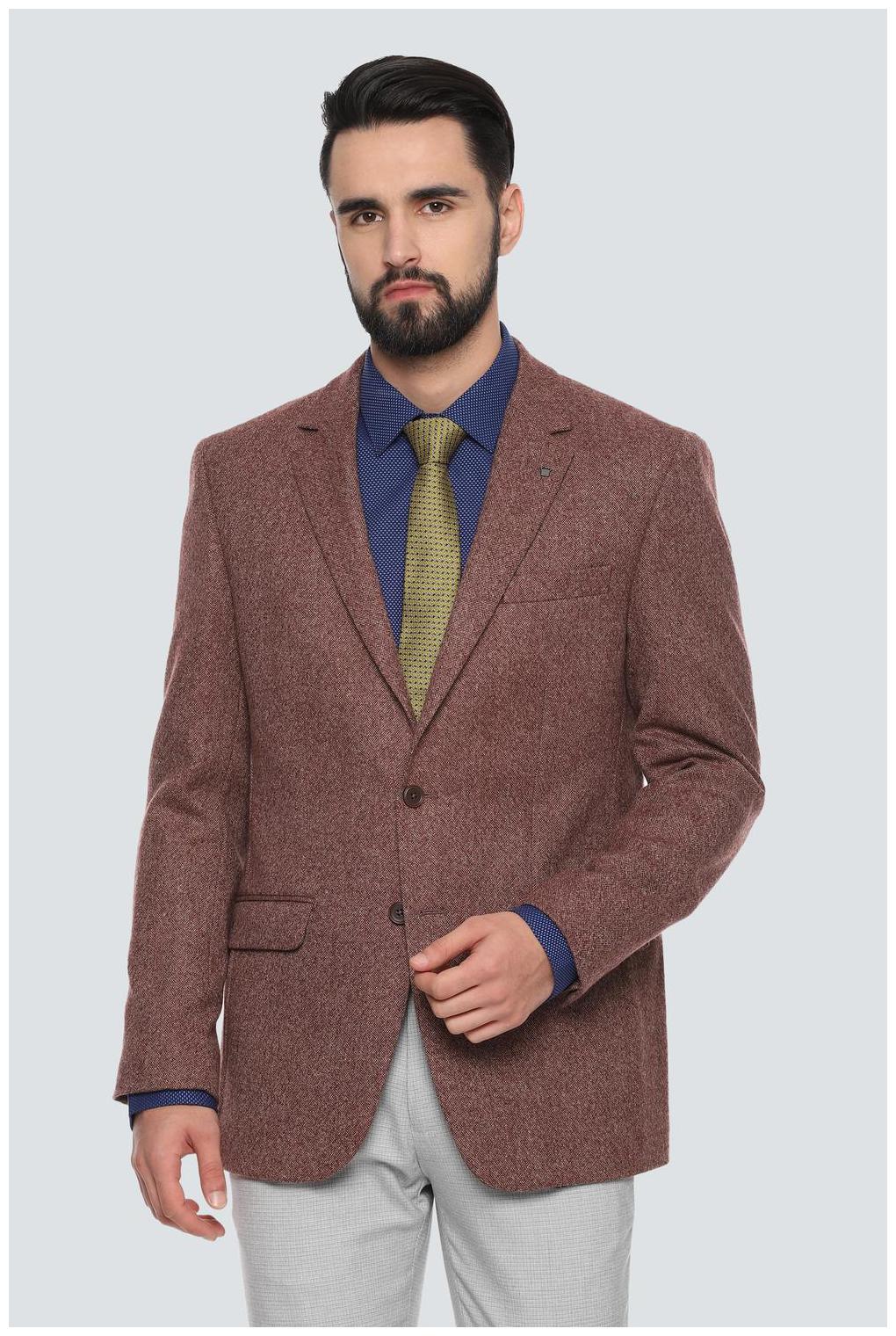 

Louis Philippe Men Brown Textured Regular fit Single Breasted Blazer