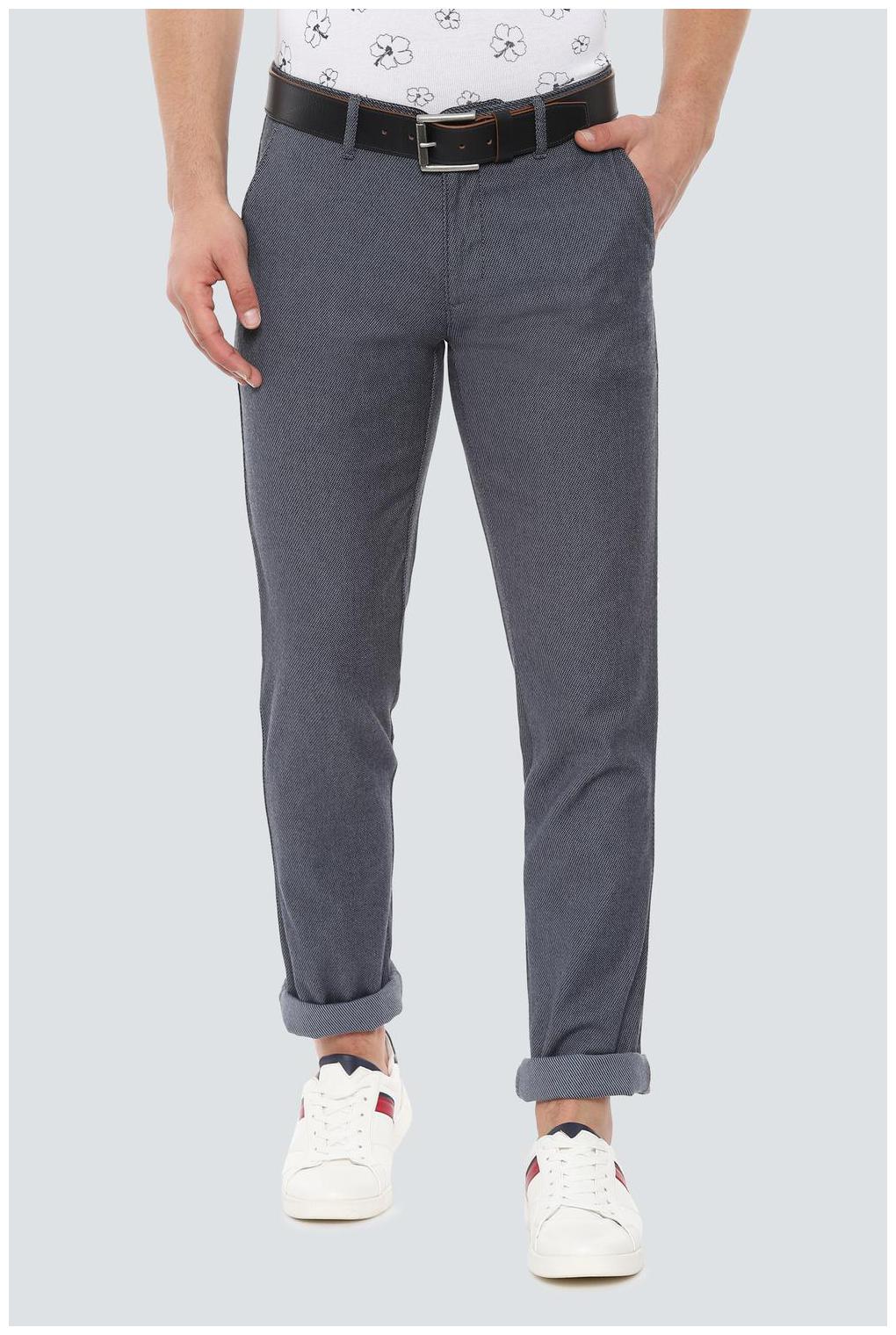 

Louis Philippe Men Grey Textured Slim fit Regular trousers