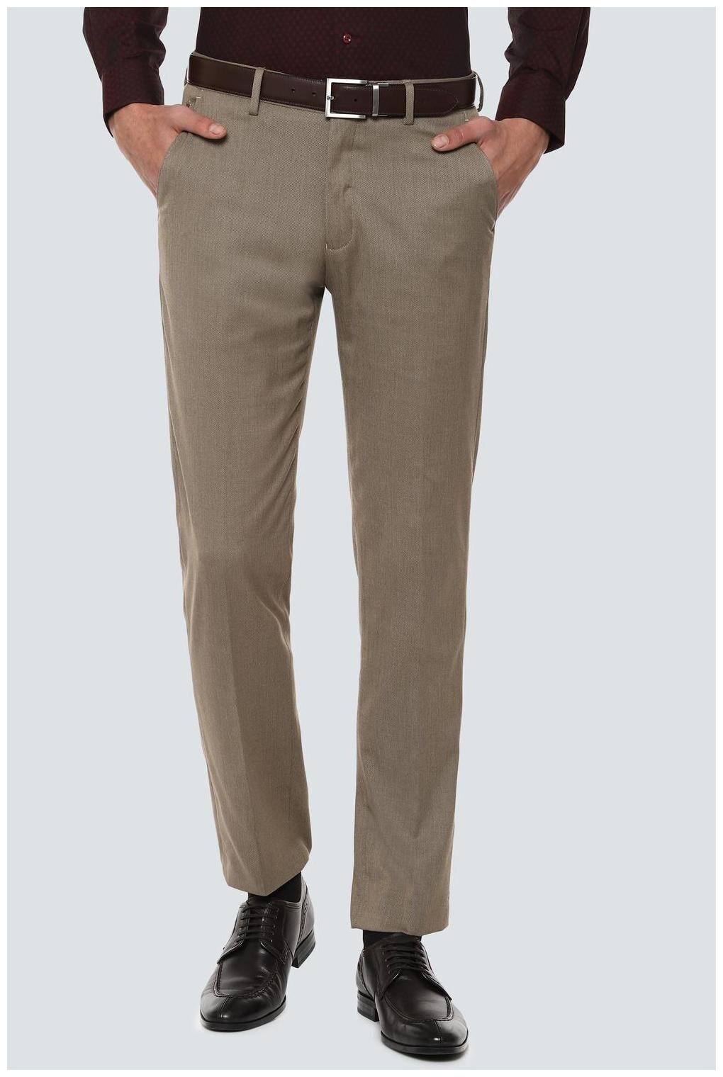 

Louis Philippe Men Textured Regular Fit Formal Trouser - Cream